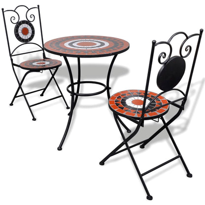 3 Piece Mosaic Bistro Set Ceramic Tile Terracotta