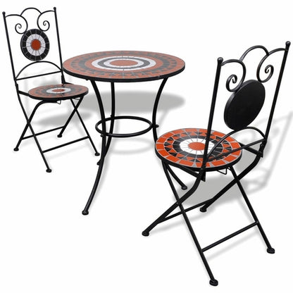 3 Piece Mosaic Bistro Set Ceramic Tile Terracotta