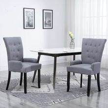 Load image into Gallery viewer, Dining Chair with Armrests Light Grey Fabric
