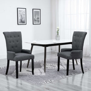 Dining Chair with Armrests Light Grey Fabric