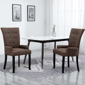 Dining Chair with Armrests Light Grey Fabric