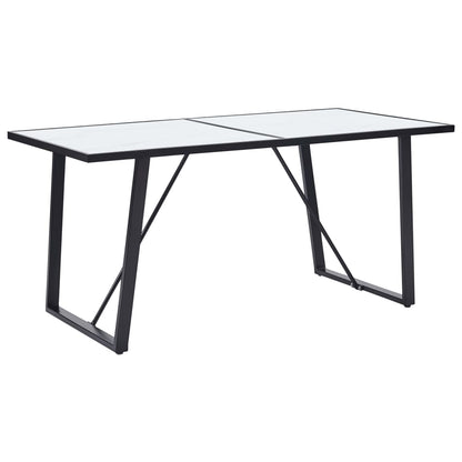 Dining Table White 55.1"x27.6"x29.5" Tempered Glass