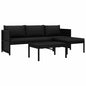 3 Piece Garden Lounge Set with Cushions Poly Rattan Black | Outdoor Living