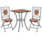 3 Piece Mosaic Bistro Set Ceramic Tile Terracotta