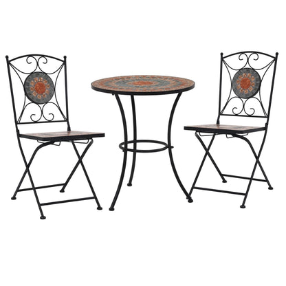 3 Piece Mosaic Bistro Set Ceramic Tile Terracotta