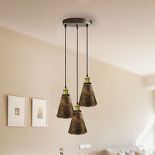 Load image into Gallery viewer, Retro Industrial 3- Head  Vintage Round Base Pendant Ceiling
