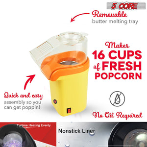 5Core Popcorn Machine Hot Air Electric Popper Kernel Corn Maker Bpa