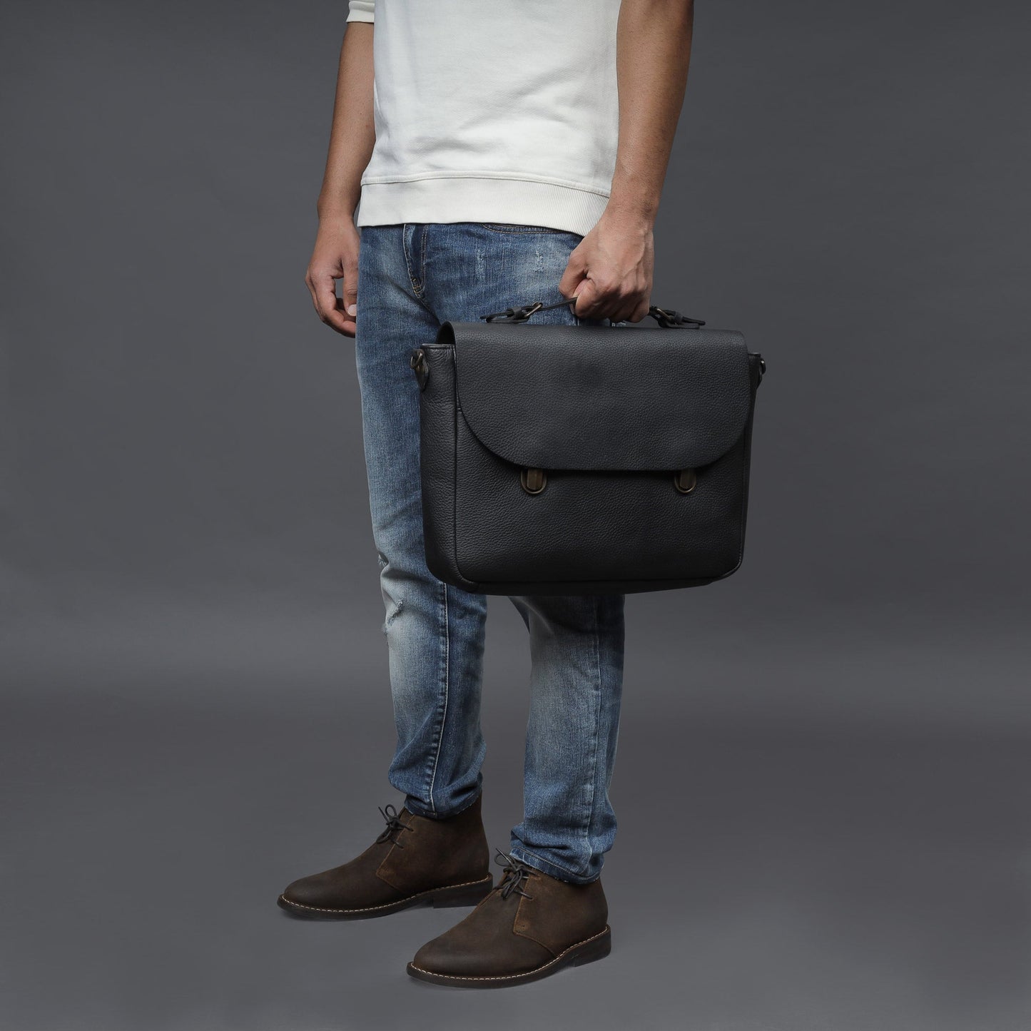 Large London Leather Briefcase - Black | London Collection