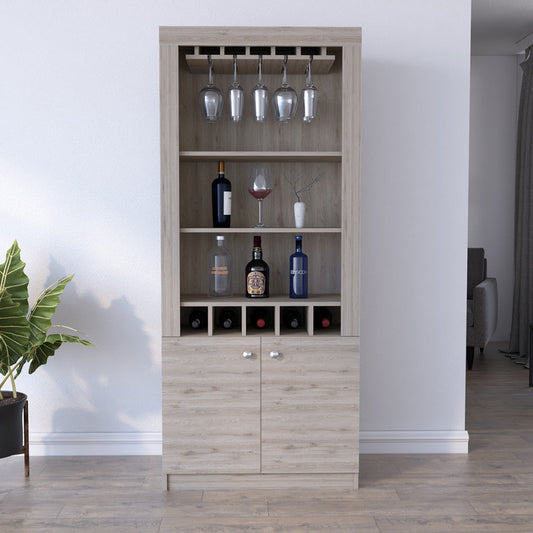 Bar Cabinet Margarita, Five Wine Cubbies, Light Gray Finish