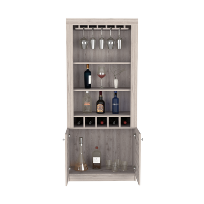 Bar Cabinet Margarita, Five Wine Cubbies, Light Gray Finish