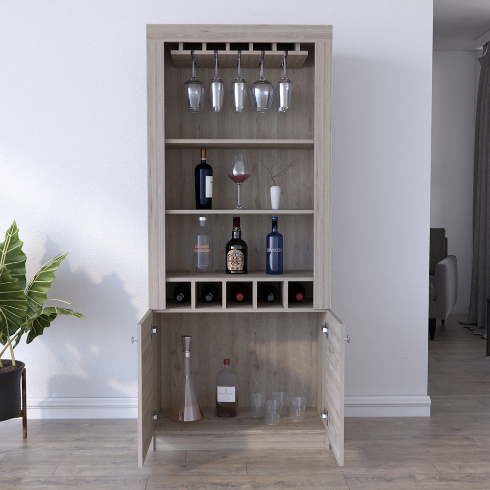 Bar Cabinet Margarita, Five Wine Cubbies, Light Gray Finish