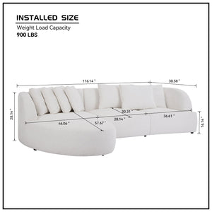 Convertible Corner Sofa with armrest and sectional Sofa, Left Chaise