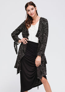 Flirty Bow Sleeves Loose Cardigan In Black