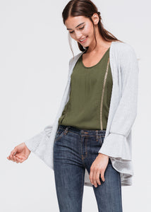 Women's Open Front Ruffle Sleeve Cardigan