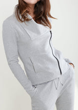 Load image into Gallery viewer, Arizona Oversized Collar Zip-Up Moto Jacket In Heather Grey
