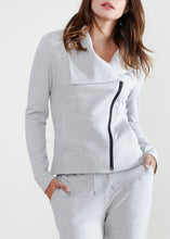 Load image into Gallery viewer, Arizona Oversized Collar Zip-Up Moto Jacket In Heather Grey
