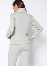 Load image into Gallery viewer, Arizona Oversized Collar Zip-Up Moto Jacket In Heather Grey
