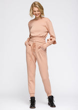 Load image into Gallery viewer, Crewneck Ruffle Sleeve Peplum Sweatshirt In Peach
