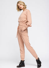 Load image into Gallery viewer, Crewneck Ruffle Sleeve Peplum Sweatshirt In Peach
