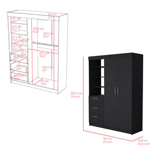 Armoire Rumanu, Three Drawers, Black Wengue Finish