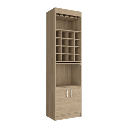 Bar Cabinet Atanasio, Rack, 16 Wine Cubbies, Light Pine Finish