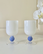 Creamy Jawbreaker Candy Wine Glasses Set of 2 | Silver Rosemary