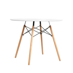 Artiss Dining Table Round 4 Seater Replica Tables Cafe Timber White