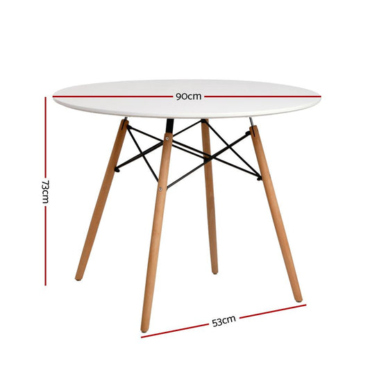 Artiss Dining Table Round 4 Seater Replica Tables Cafe Timber White