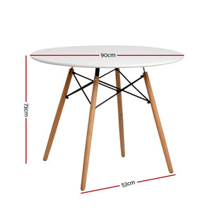 Artiss Dining Table Round 4 Seater Replica Tables Cafe Timber White