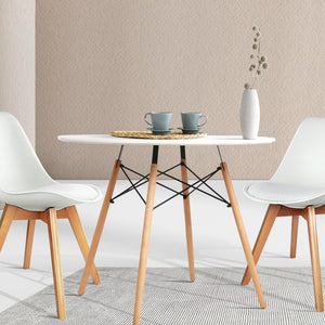 Artiss Dining Table Round 4 Seater Replica Tables Cafe Timber White