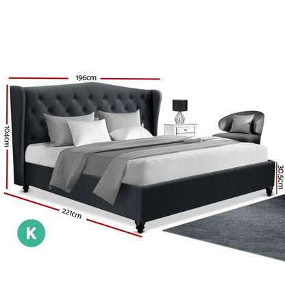 Artiss Pier Bed Frame Fabric - Charcoal King