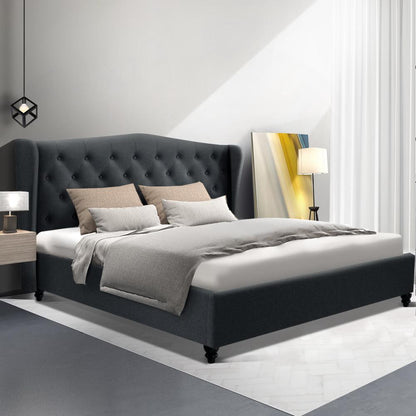 Artiss Pier Bed Frame Fabric - Charcoal King