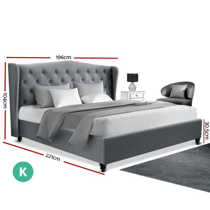 Artiss Pier Bed Frame Fabric - Grey King