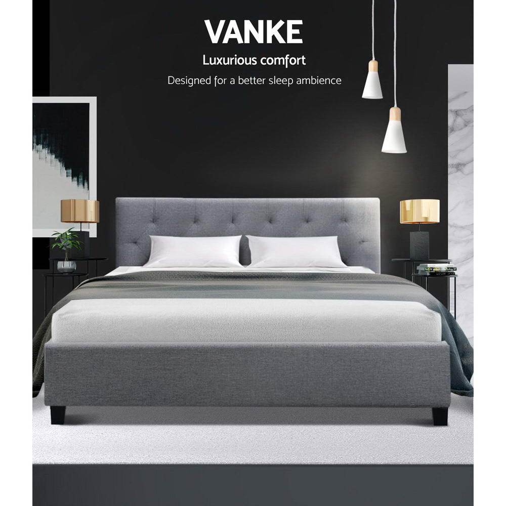 Artiss Vanke Bed Frame Fabric- Grey Double