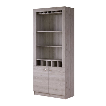 Bar Cabinet Margarita, Five Wine Cubbies, Light Gray Finish