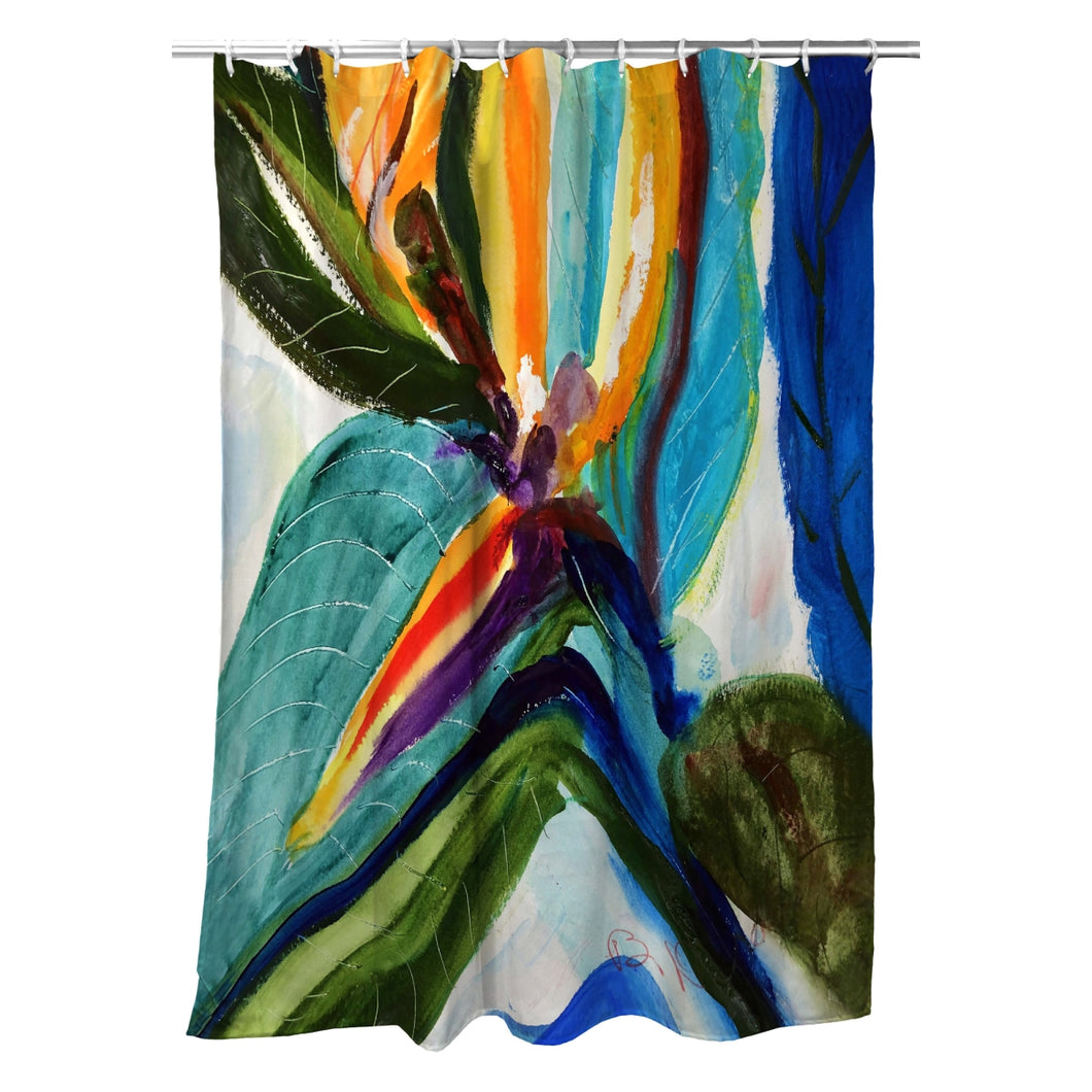 Betsydrake SH1161 71 x 74 in. Teal Paradise Shower Curtain