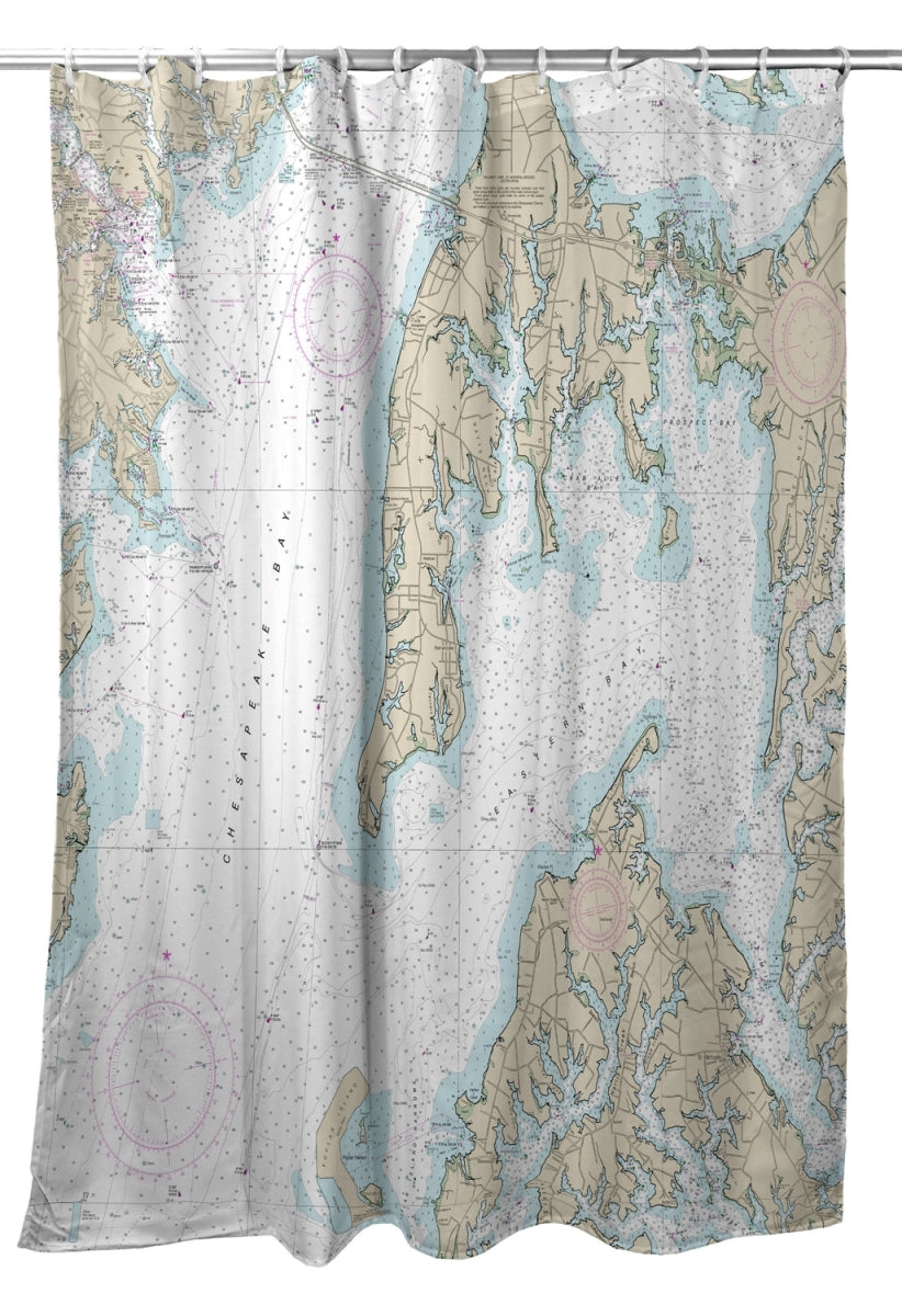 Betsy Drake SH12270OKI Kent Island, MD Nautical Map Shower Curtain