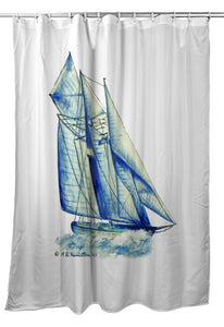 Betsy Drake SH260 70 x 72 in. Blue Sailboat Shower Curtain