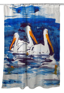 Betsy Drake SH489 70 x 72 in. Three Pelicans Shower Curtain