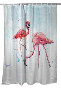 Betsy Drake SH636 70 x 72 in. Betsys Flamingos Shower Curtain