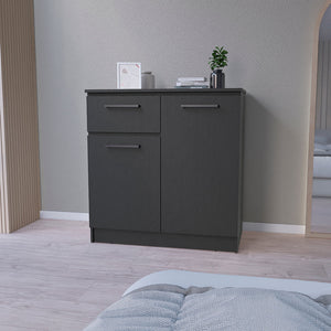 Dresser Carlin, Drawer and 2 Door Cabinets, Black Wengue Finish