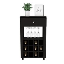 Load image into Gallery viewer, Bar Cart Bayamon, Twelve Wine Cubbies, Four Legs, Black Wengue Finish
