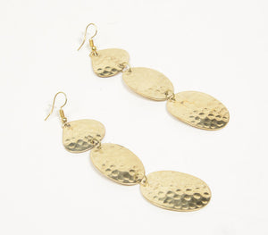 Beaten Brass Honeycomb Dangle Earrings