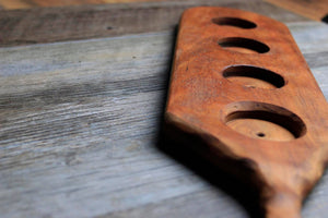 Beer Flight, Carved Handle 4 Glass Holder