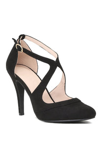 close toe cross strap heel sandals