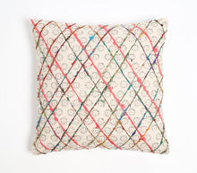 Load image into Gallery viewer, Block Printed &amp; Embroidered Cotton Geometric Cushion Cover
