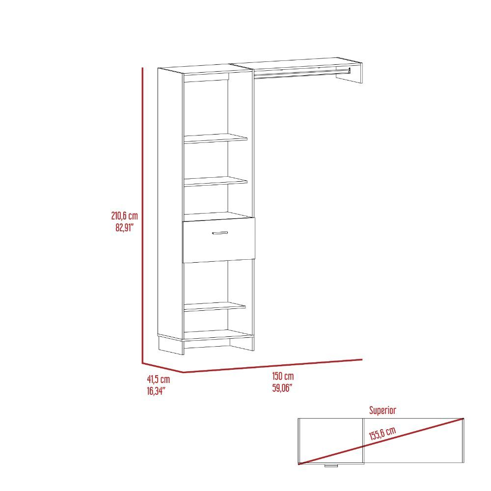 150 Closet System British, Metal Rod, One Drawer, Black Wengue Finish | Home Improvement