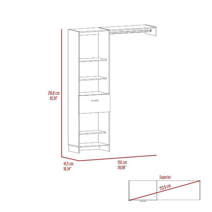 150 Closet System British, Metal Rod, One Drawer, Black Wengue Finish | Home Improvement