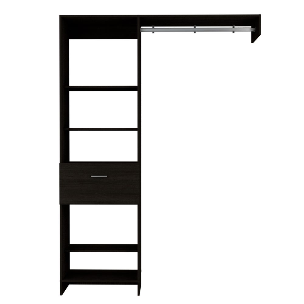 150 Closet System British, Metal Rod, One Drawer, Black Wengue Finish | Home Improvement