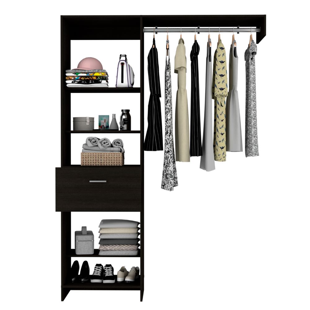 150 Closet System British, Metal Rod, One Drawer, Black Wengue Finish | Home Improvement